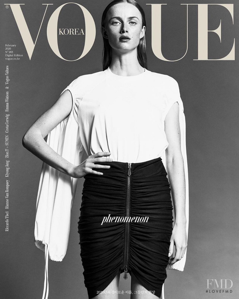 Rianne Van Rompaey featured on the Vogue Korea cover from February 2020