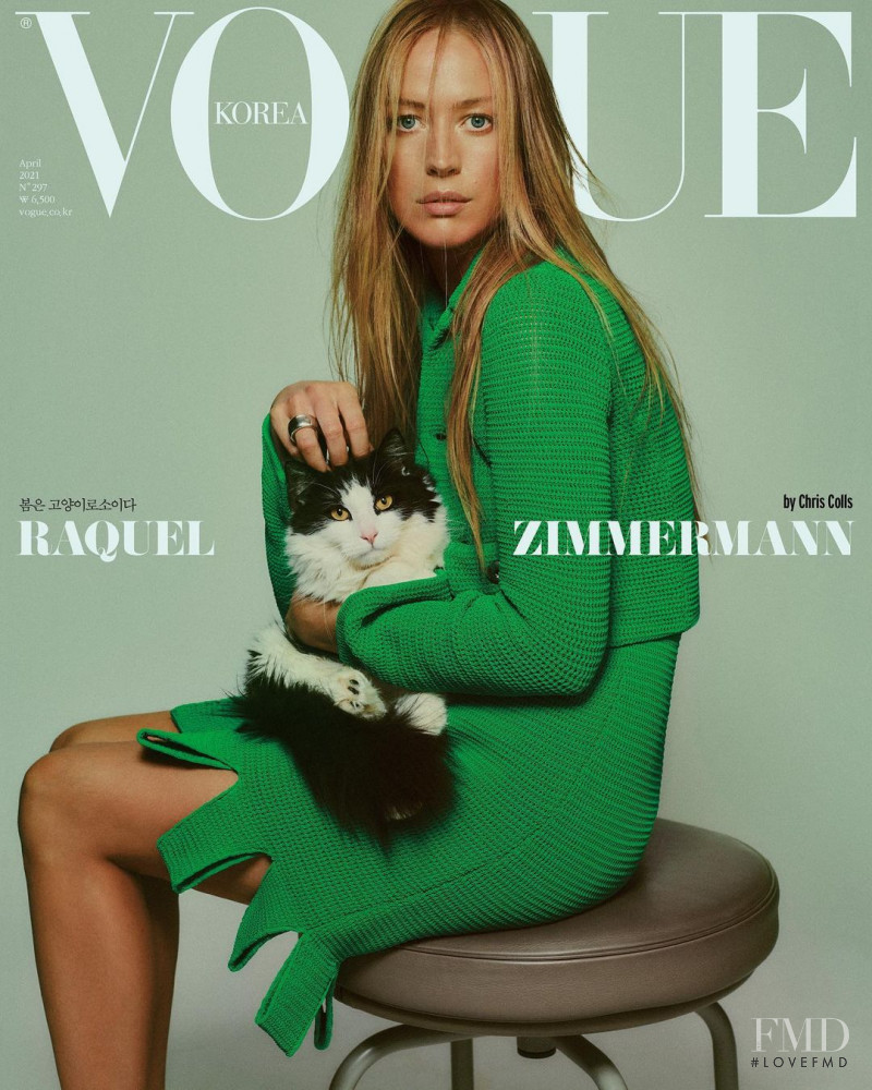 Raquel Zimmermann featured on the Vogue Korea cover from April 2021