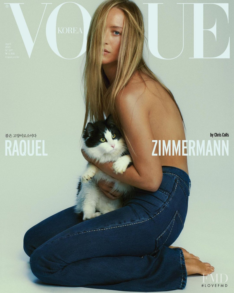 Raquel Zimmermann featured on the Vogue Korea cover from April 2021