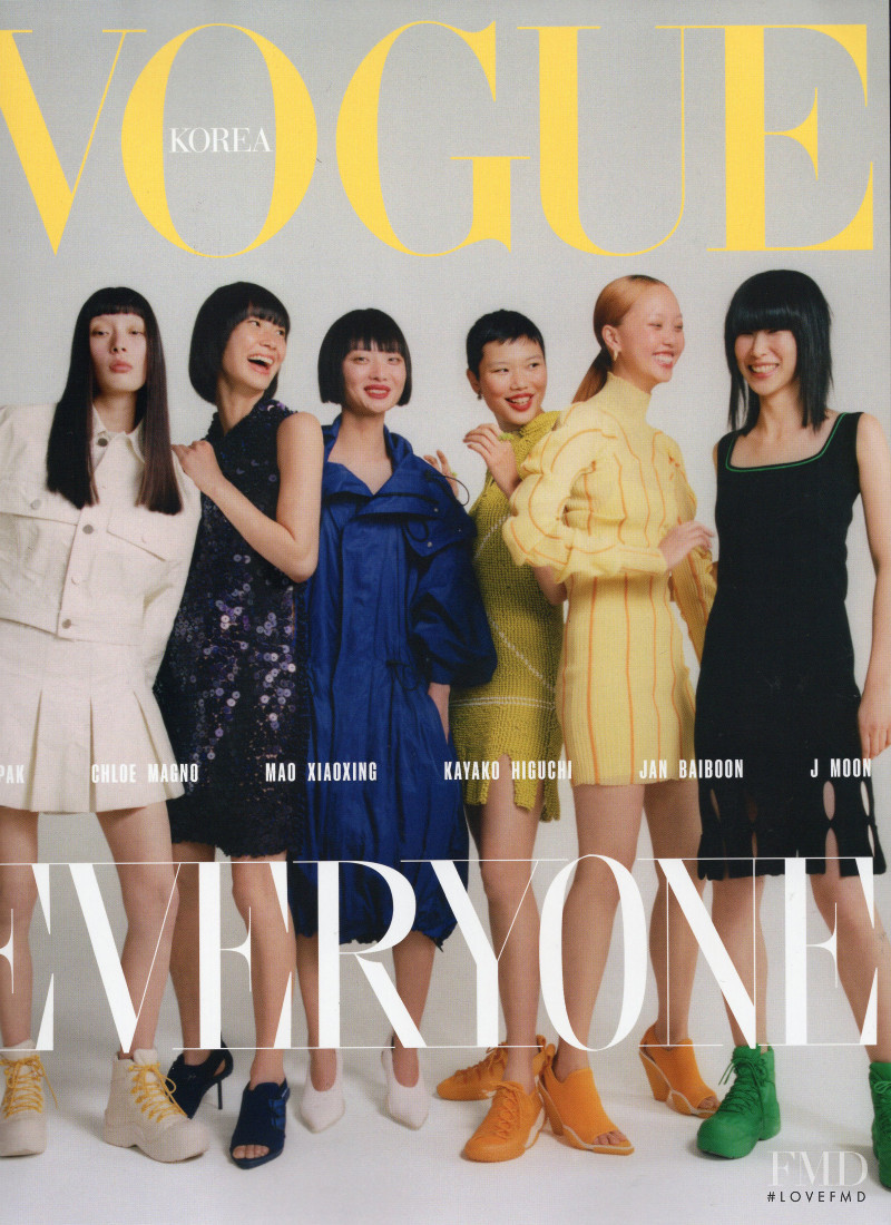J Moon, Jan Baiboon Arunpreechachai, Kayako Higuchi, Mao Xiao Xing, Jay Pak, Chloe Magno featured on the Vogue Korea cover from March 2022