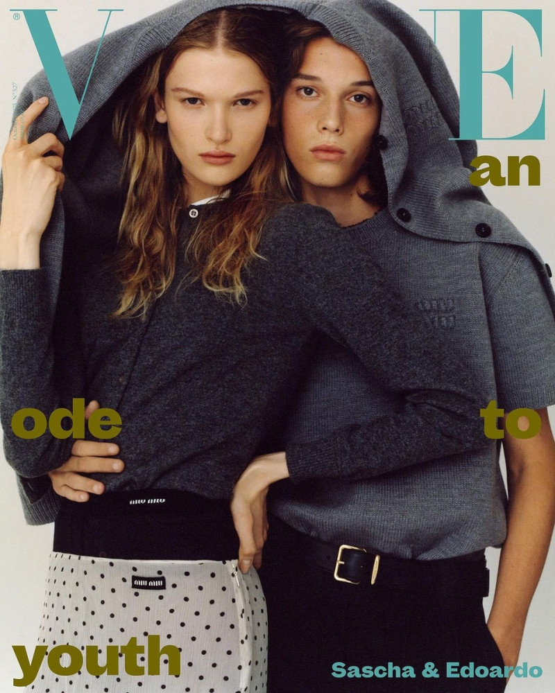 Sascha Alexandra Rajasalu, Edoardo Duse featured on the Vogue Korea cover from October 2023