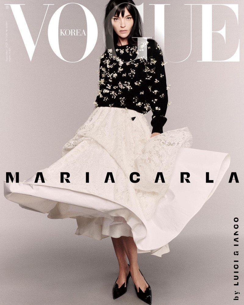 Mariacarla Boscono featured on the Vogue Korea cover from September 2023