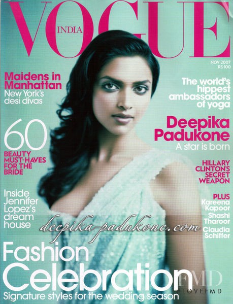 Deepika Padukone featured on the Vogue India cover from November 2007