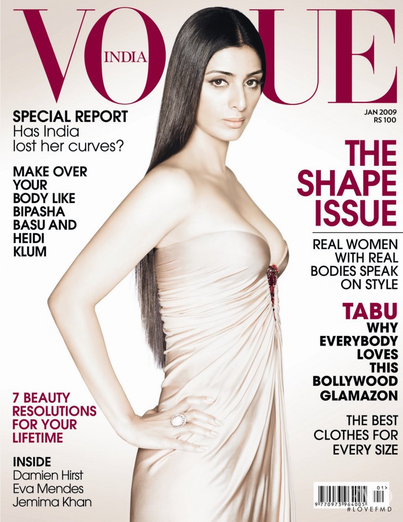 Tabu featured on the Vogue India cover from January 2009