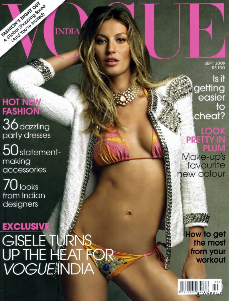 Gisele Bundchen featured on the Vogue India cover from September 2009