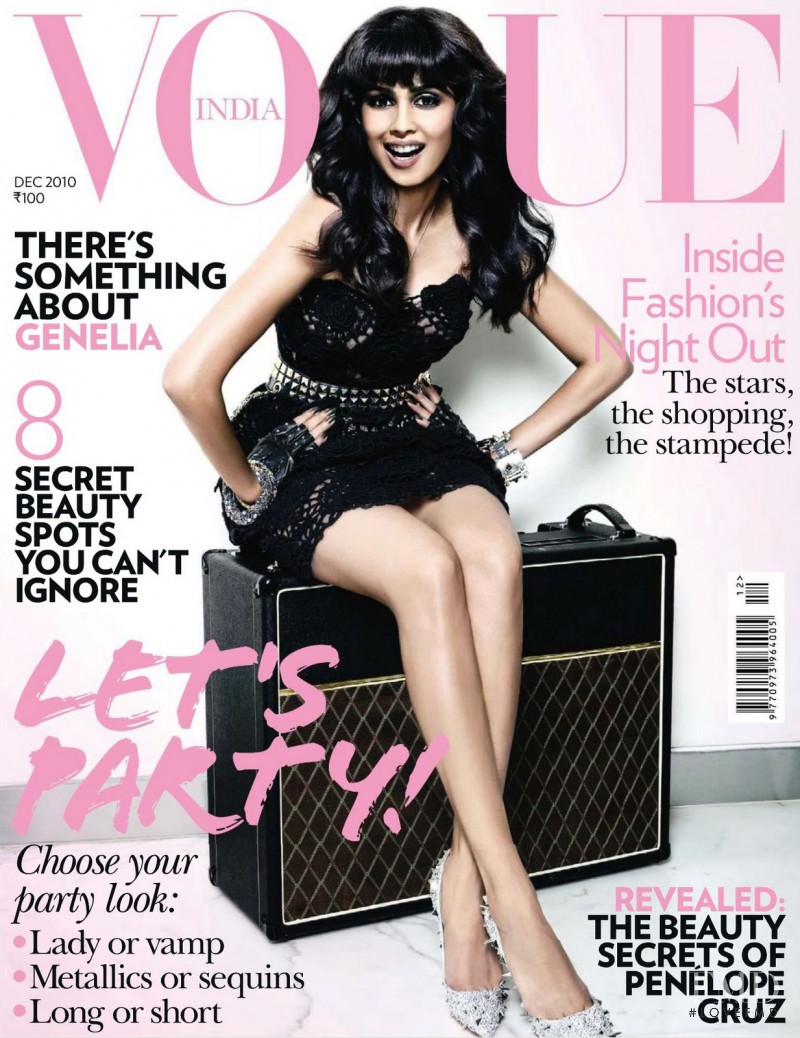 Genelia D\' Souza featured on the Vogue India cover from December 2010