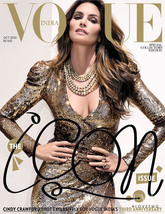 Cindy Crawford featured on the Vogue India cover from October 2010