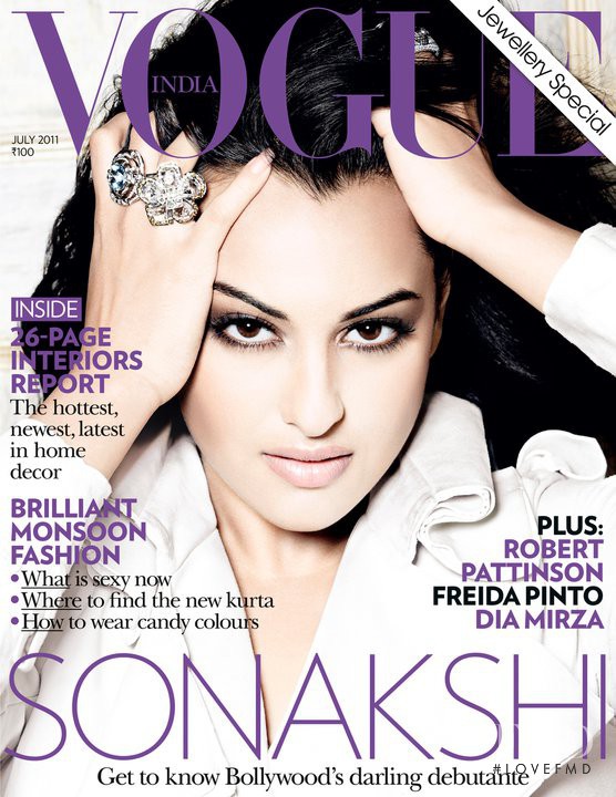 Sonakshi featured on the Vogue India cover from July 2011