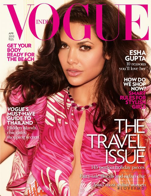 Esha Gupta featured on the Vogue India cover from April 2013