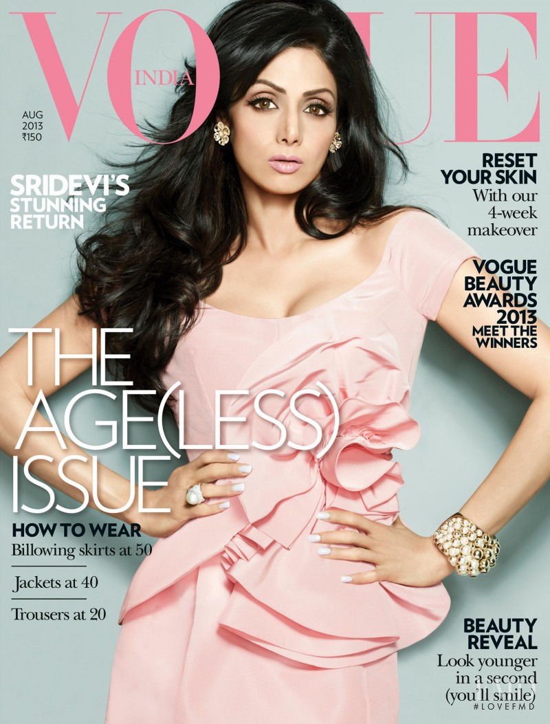 Sridevi Kapoor featured on the Vogue India cover from August 2013