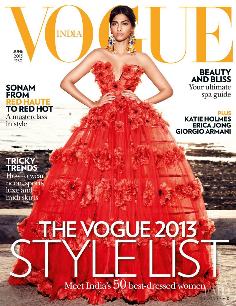 Sonam Kapoor featured on the Vogue India cover from June 2013