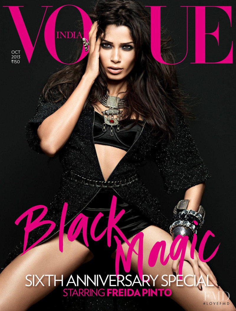 Freida Pinto featured on the Vogue India cover from October 2013