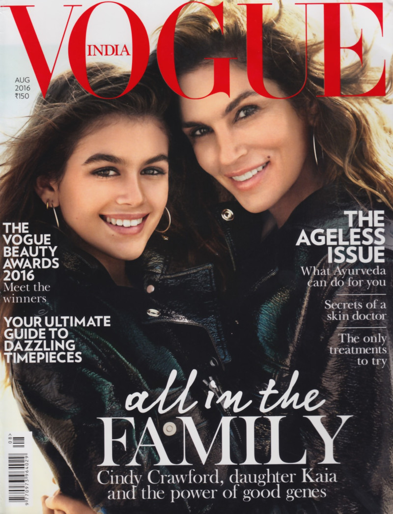 Cindy Crawford, Kaia Gerber featured on the Vogue India cover from August 2016