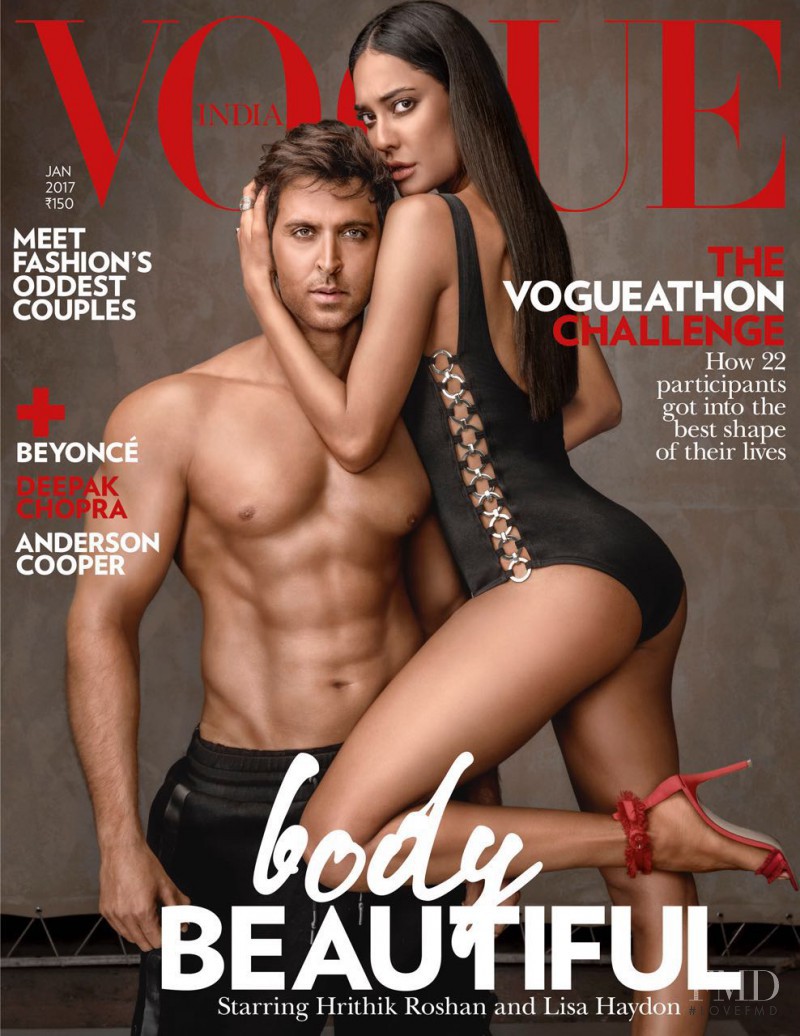 Hrithik Roshan & Lisa Haydon featured on the Vogue India cover from January 2017