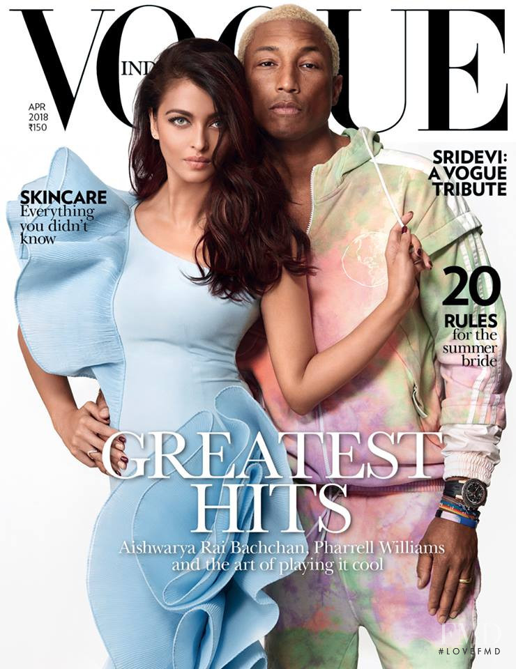 Aishwarya Rai Bachchan & Pharrell Williams featured on the Vogue India cover from April 2018