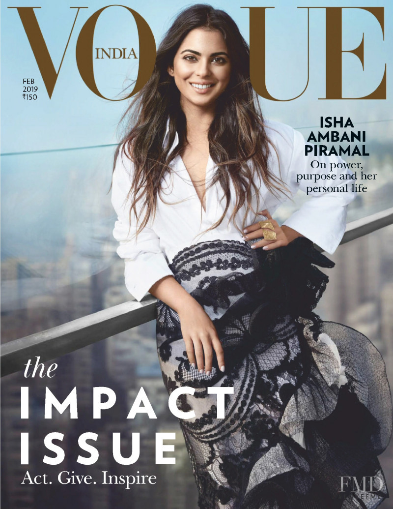 Isha Ambani Piramal featured on the Vogue India cover from February 2019