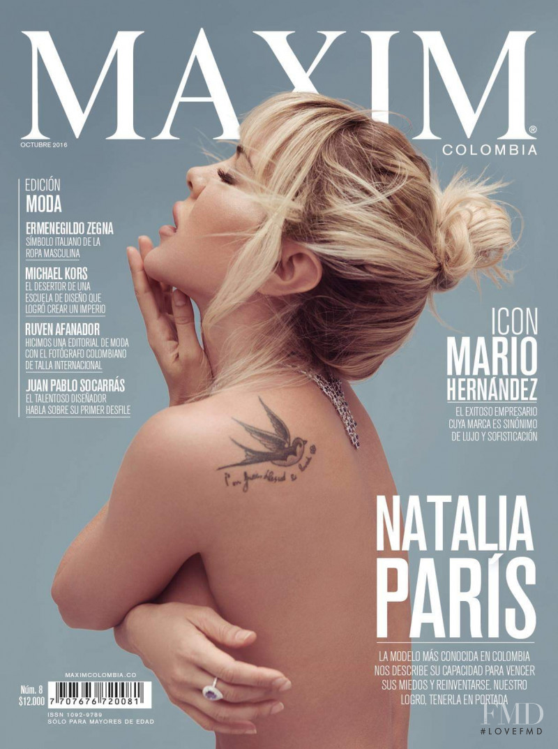 Natalia Paris featured on the Maxim Colombia cover from October 2016