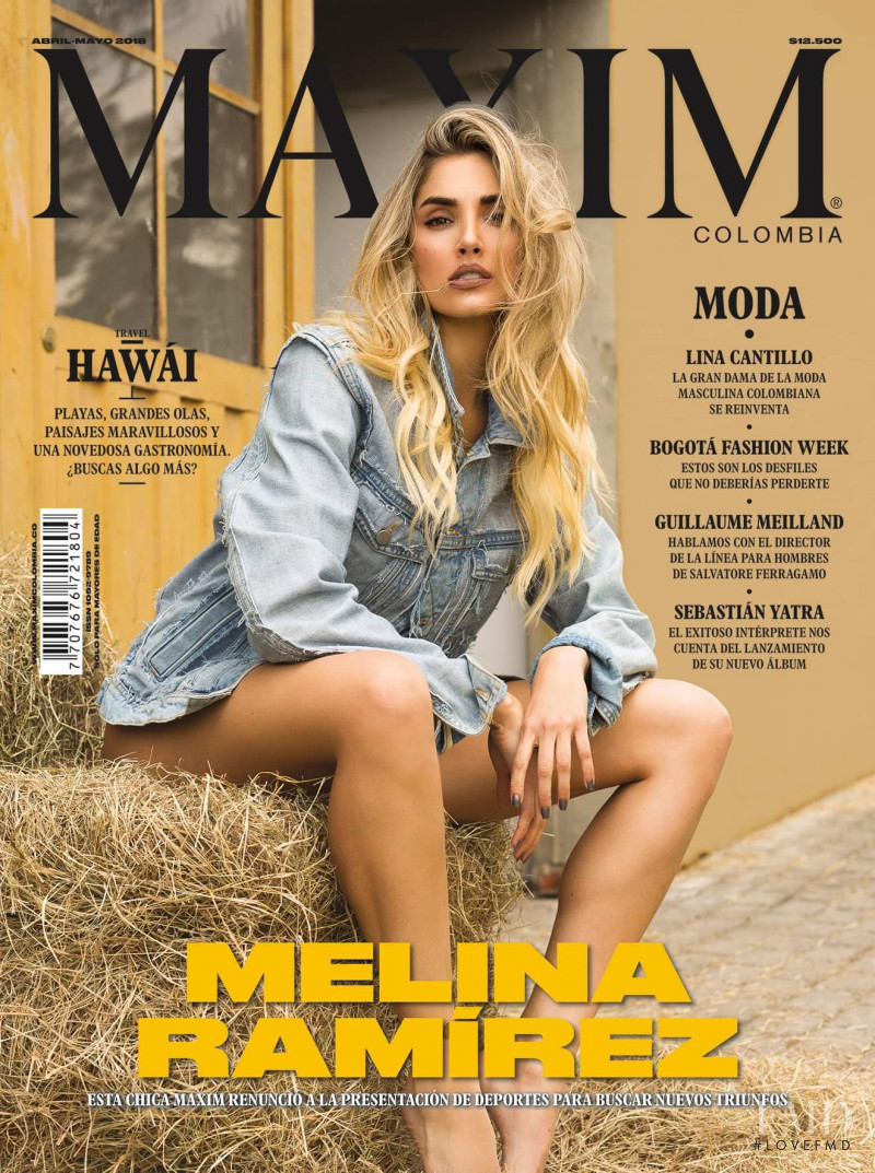 Melina Ramirez featured on the Maxim Colombia cover from April 2018