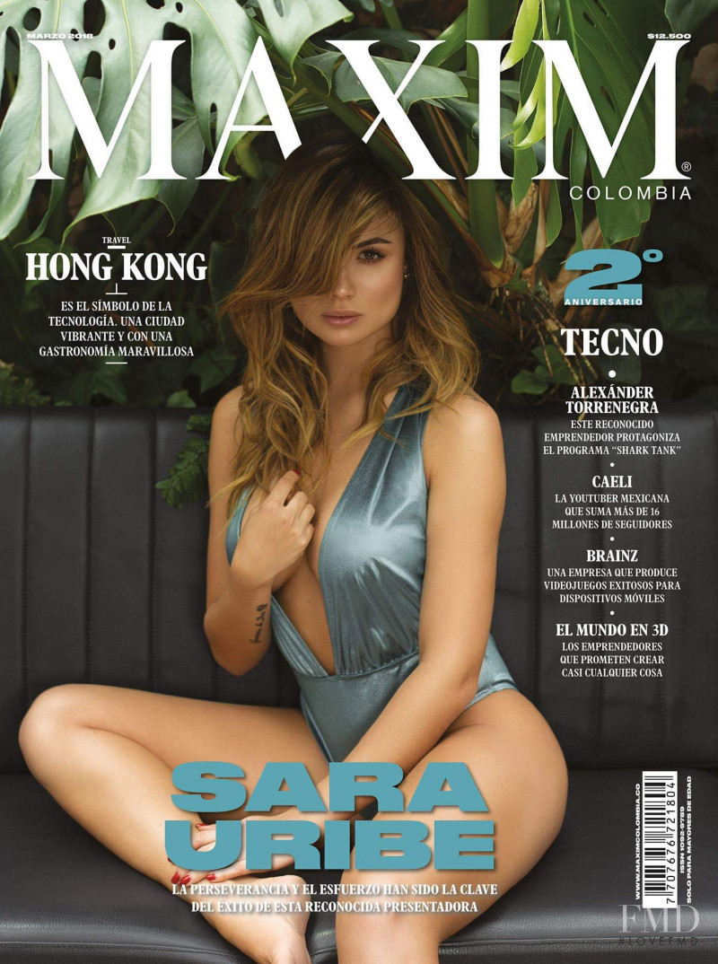 Sara Uribe featured on the Maxim Colombia cover from March 2018