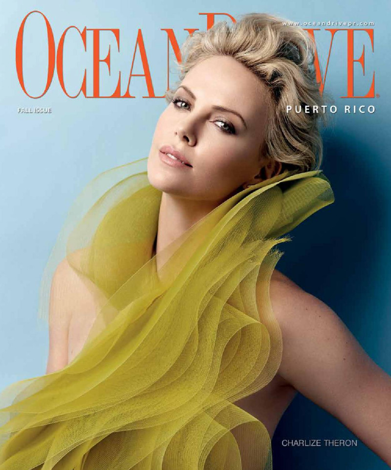 Charlize Theron featured on the Ocean Drive Puerto Rico cover from September 2014