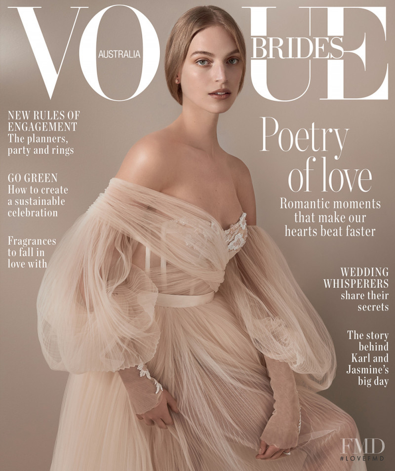 Vanessa Axente featured on the Vogue Brides Australia cover from July 2019