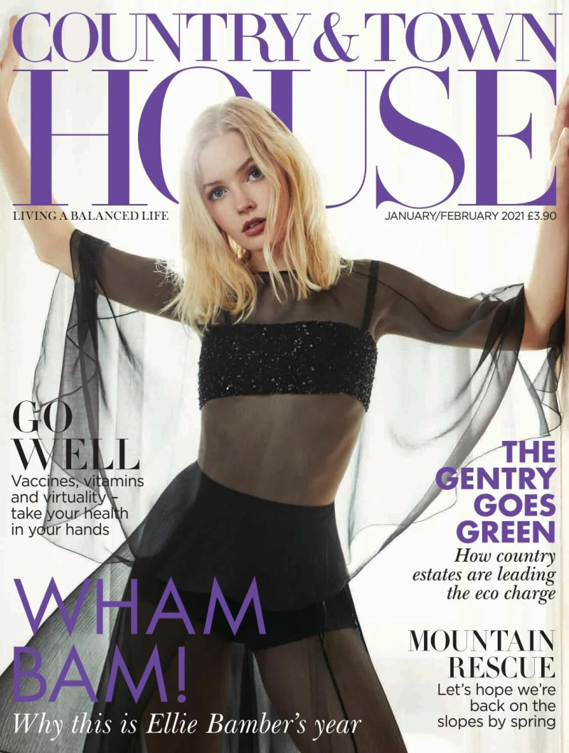Ellie Bamber featured on the Country & Town House cover from January 2021