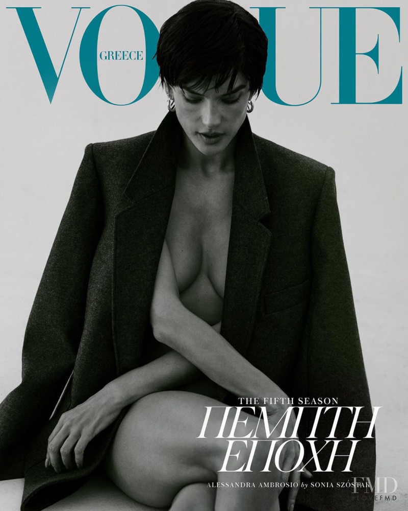 Alessandra Ambrosio featured on the Vogue Greece cover from August 2019