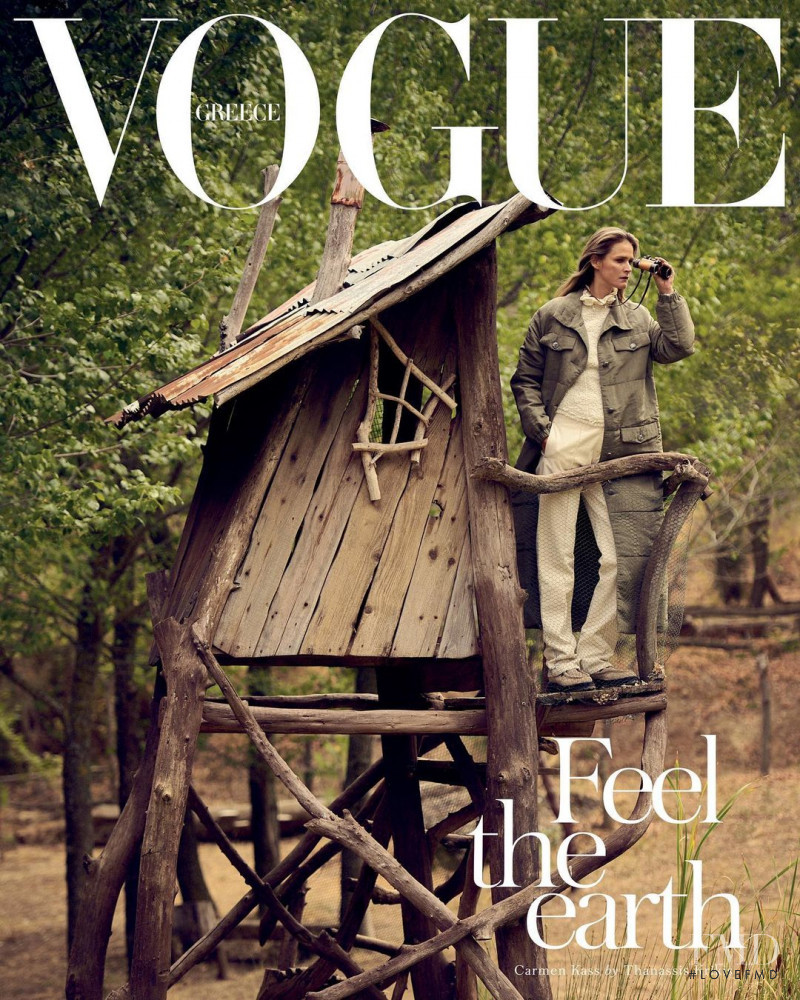 Carmen Kass featured on the Vogue Greece cover from October 2021
