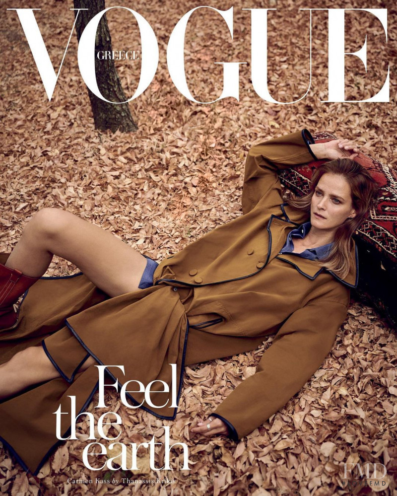 Carmen Kass featured on the Vogue Greece cover from October 2021