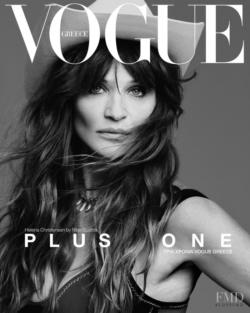 Helena Christensen featured on the Vogue Greece cover from April 2022