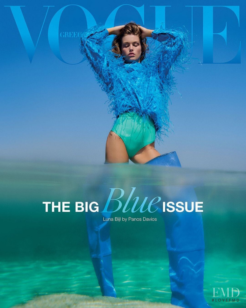 Luna Bijl featured on the Vogue Greece cover from July 2022