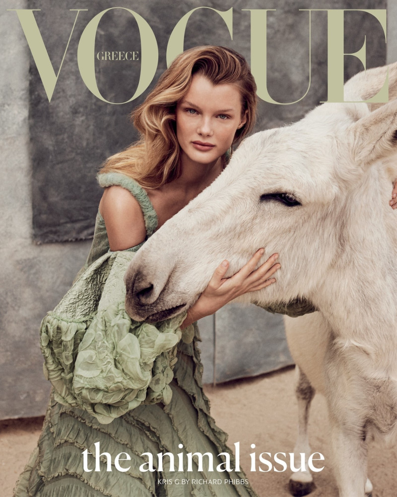 Kris Grikaite featured on the Vogue Greece cover from January 2024
