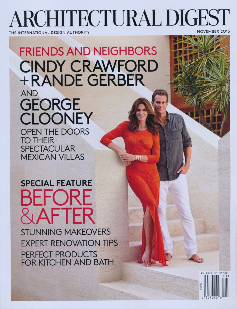 Cindy Crawford featured on the Architectural Digest cover from November 2013