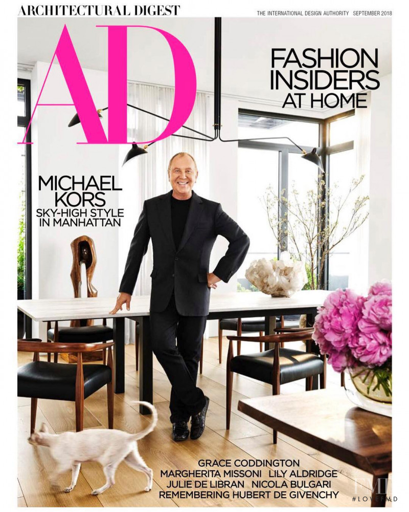 Michael Kors featured on the Architectural Digest cover from September 2018