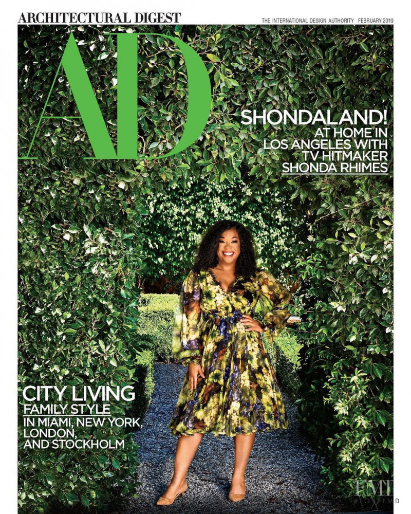 Shonda Rhimes featured on the Architectural Digest cover from February 2019