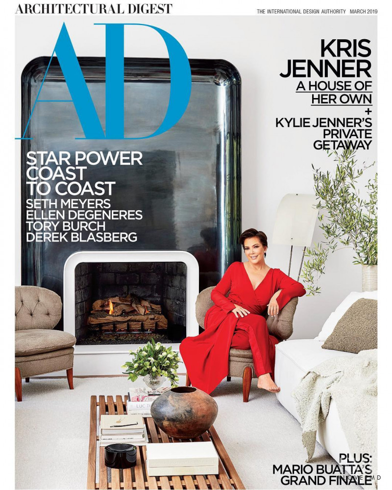 Kris Jenner featured on the Architectural Digest cover from March 2019