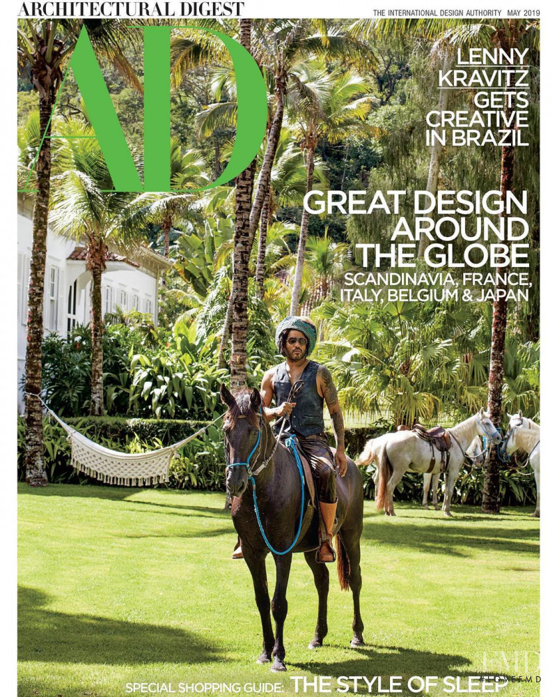 Lenny Kravitz featured on the Architectural Digest cover from May 2019