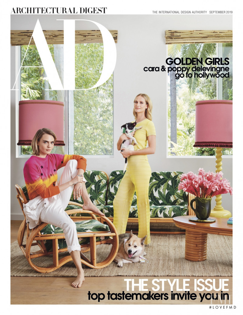 Poppy Delevingne, Cara Delevingne featured on the Architectural Digest cover from September 2019