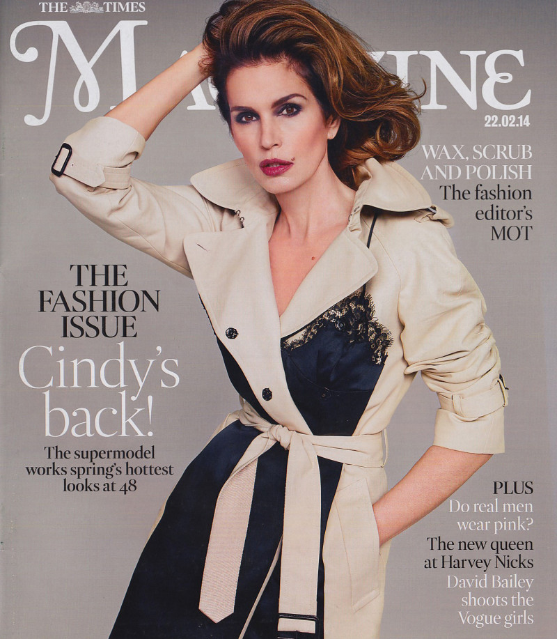 Cindy Crawford featured on the The Sunday Times Magazine cover from February 2014