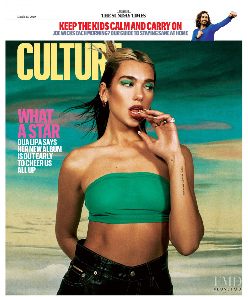 Dua Lipa featured on the The Sunday Times Magazine cover from March 2020