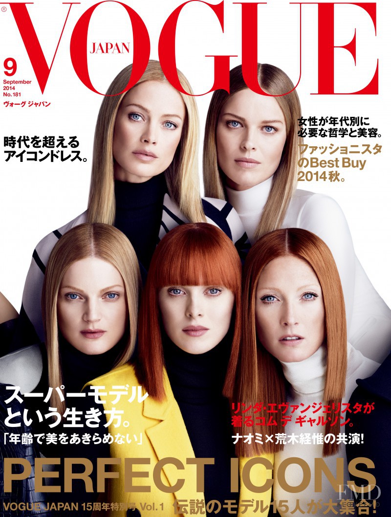 Carolyn Murphy, Eva Herzigova, Guinevere van Seenus, Karen Elson, Maggie Rizer featured on the Vogue Japan cover from September 2014