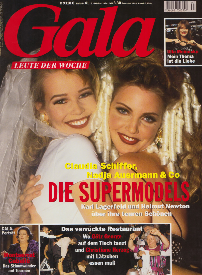 Claudia Schiffer, Nadja Auermann featured on the Gala Germany cover from October 1994
