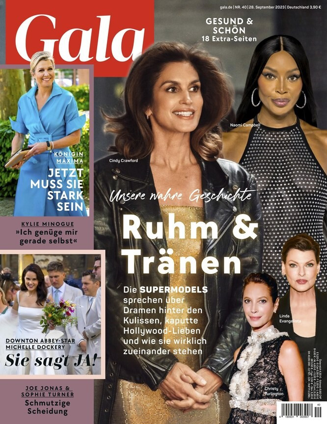 Christy Turlington, Cindy Crawford, Linda Evangelista, Naomi Campbell featured on the Gala Germany cover from September 2023