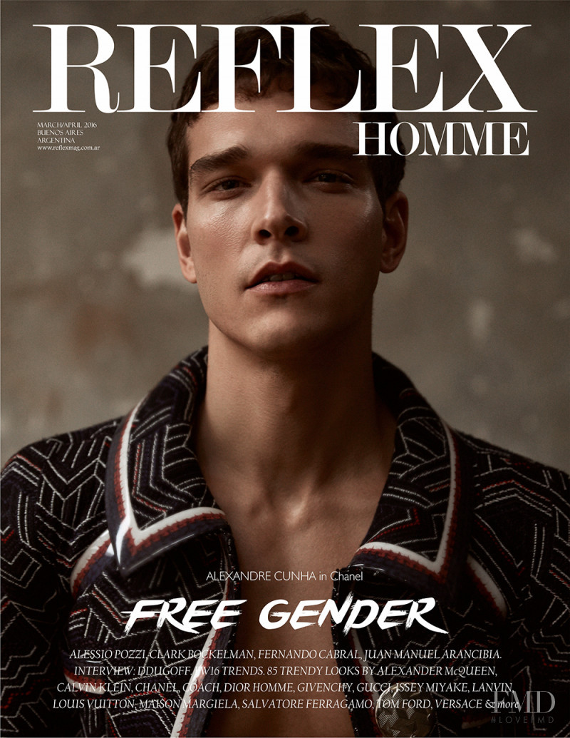 Alexandre Cunha featured on the Reflex Homme cover from March 2016