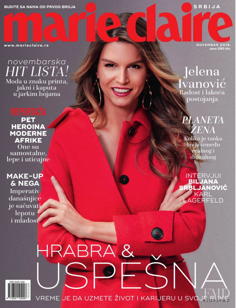 Jelena Ivanovic featured on the Marie Claire Serbia cover from November 2018