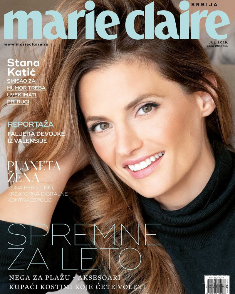 Stana Katic featured on the Marie Claire Serbia cover from July 2019