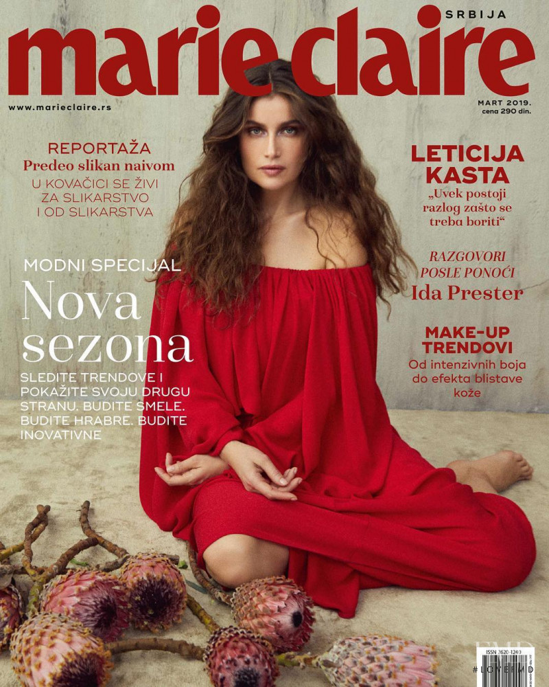 Laetitia Casta featured on the Marie Claire Serbia cover from March 2019