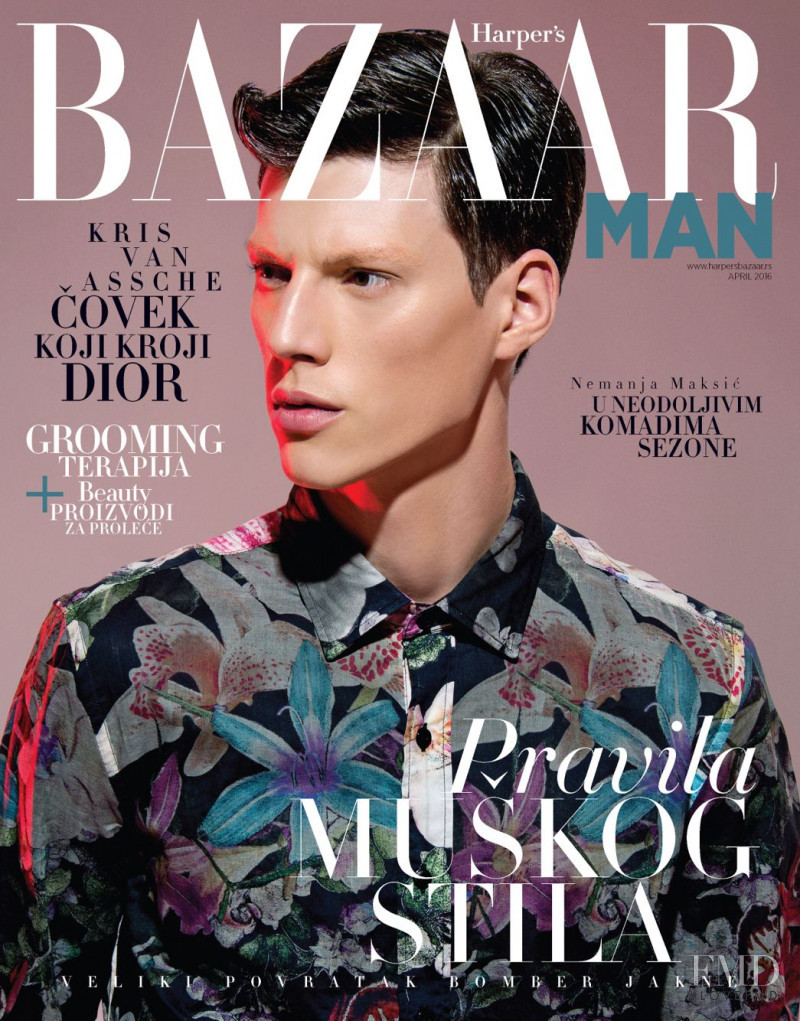 Nemanja Maksic featured on the Harper\'s Bazaar Man Serbia cover from April 2016