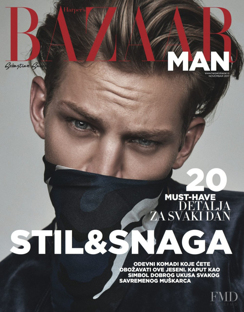 Sebastian Sauve featured on the Harper\'s Bazaar Man Serbia cover from November 2017