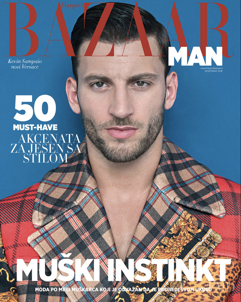 Kevin Sampaio featured on the Harper\'s Bazaar Man Serbia cover from November 2018